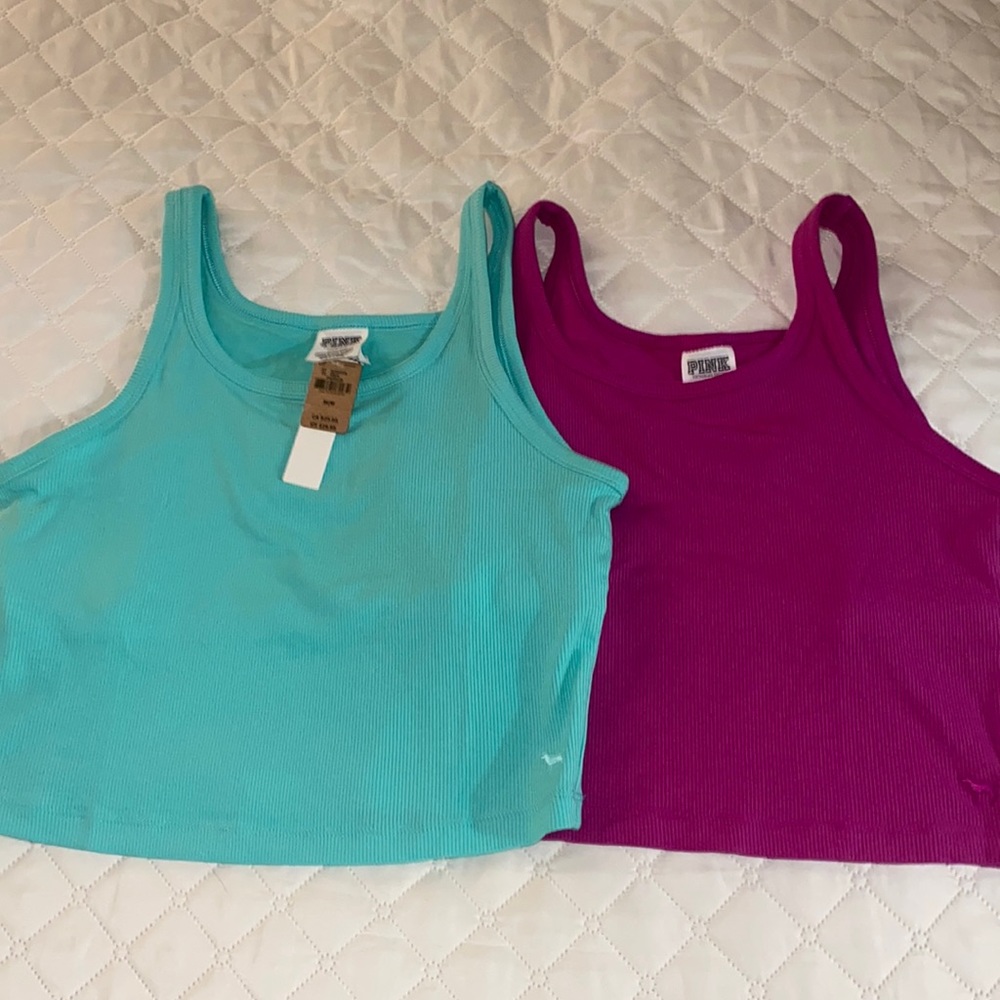 2 Victorias Secret Pink Cropped Tanks